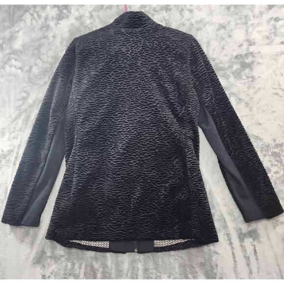 Carol Anderson By Invitation Faux Fur Jacket Size M Black Turn Lock Classic Chic - Picture 4 of 10